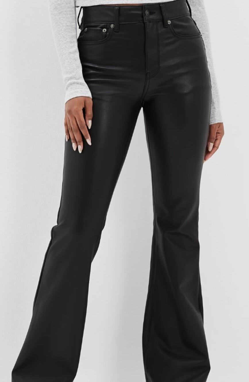 American Eagle Stretch Vegan Leather Super High-Waisted Flare Pant Size 10 Reg